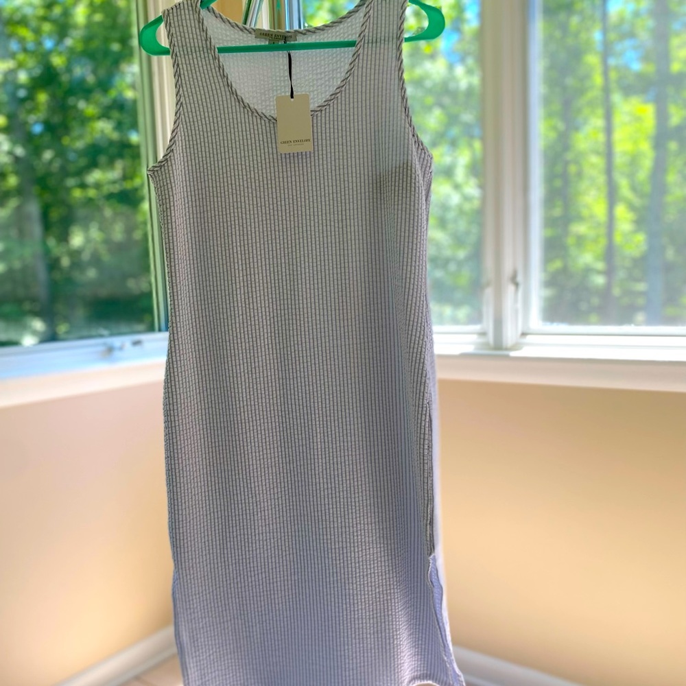 NWT Green Envelope • Blue & White Seersucker Midi Dress